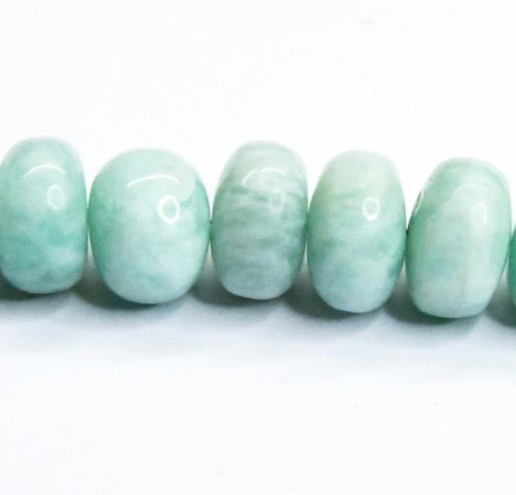 NATURAL AMAZONITE BEADS RONDELLE 9 - 9.5 MM, 5 PCS (2 TASSELS): These are natural, earth mined and hand crafted with precision. Stone: Amazonite, Stone Shape: Rondelle, Stone Size: 9 - 9.5 mm, Width: 5 - 7 mm, Weight: approx. 21 carats. The photographs are general