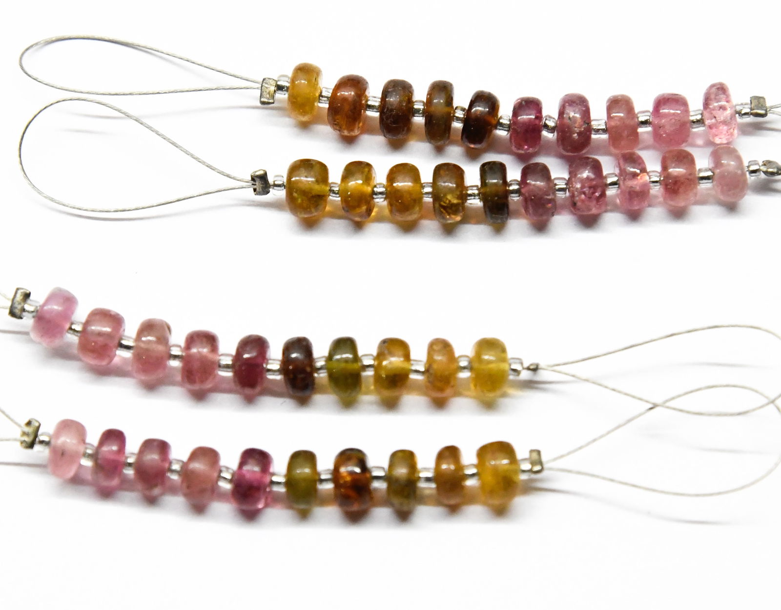 NATURAL MULTI TOURMALINE BEADS RONDELLE 4.5 - 5 MM 10 PCS - (4 TASSELS) (1 of 1)