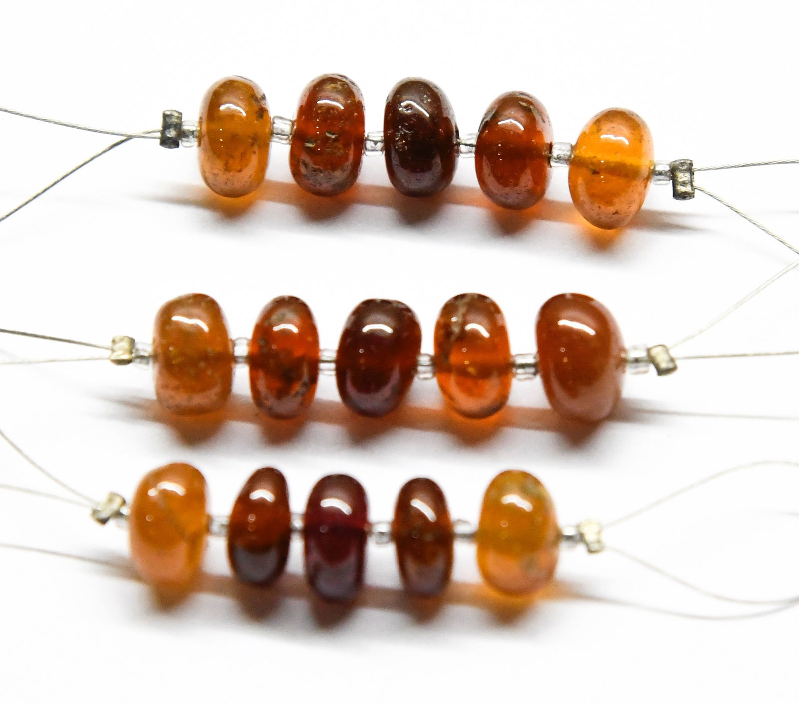 NATURAL HESSONITE GARNET BEADS RONDELLE 7 - 7.5 MM (3 TASSELS) (1 of 1)