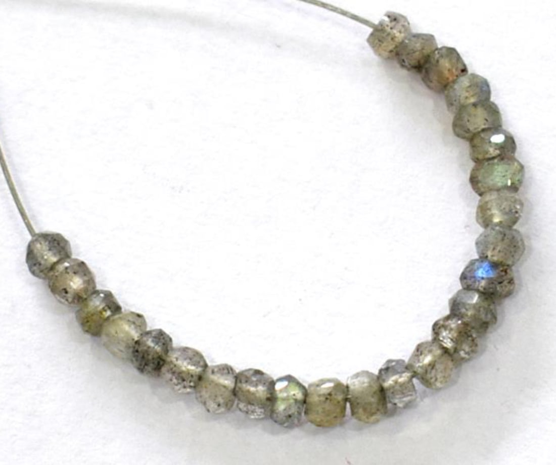 NATURAL LABRADORITE BEADS FACETED RONDELLE 3 - 3.5 MM 25 PCS (1 of 1)