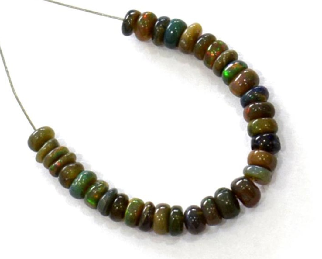 NATURAL ETHIOPIAN OPAL BEADS RONDELLE 4 - 4.5 MM 25 PCS - (3 TASSELS) (1 of 2)