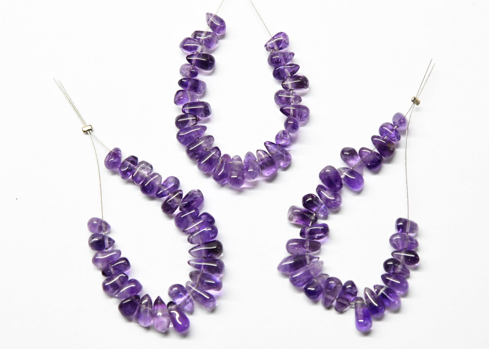 NATURAL AMETHYST BEADS BRIOLETTE 4X6 - 4X8 MM 25 PCS - (3 TASSELS) (1 of 1)