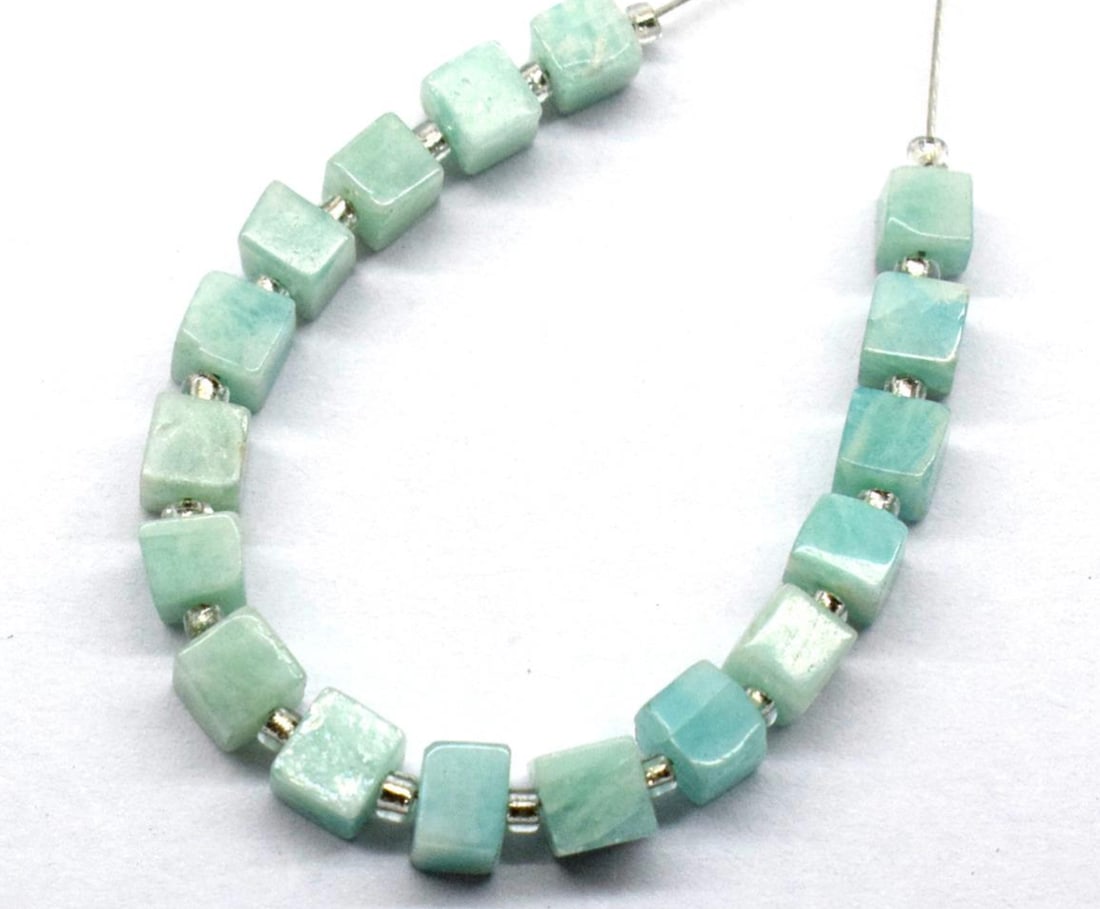 NATURAL AMAZONITE BEADS BOX 4 - 4.5 MM 13 PCS (1 of 2)