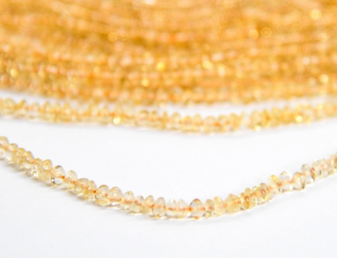 NATURAL CITRINE BEADS RONDELLE 14" STRAND, 3 - 3.5 MM - (3 LINES) (1 of 2)