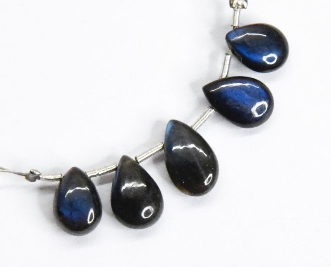 NATURAL LABRADORITE BEADS PEAR 6X8 - 6X10 MM, 5 PCS (1 of 1)