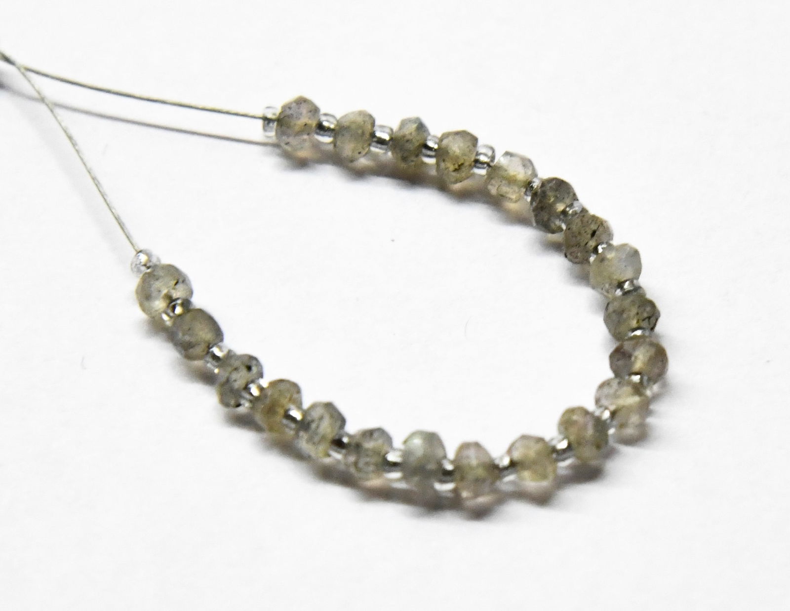 NATURAL LABRADORITE BEADS FACETED RONDELLE 3 MM 21 PCS (1 of 1)