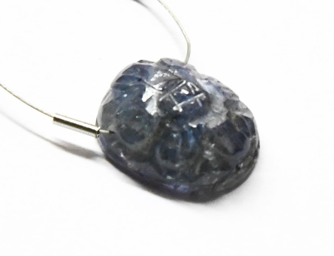 NATURAL TANZANITE BEAD CARVED FLATBACK OVAL 11.5X14.5 MM 1 PC (1 of 2)