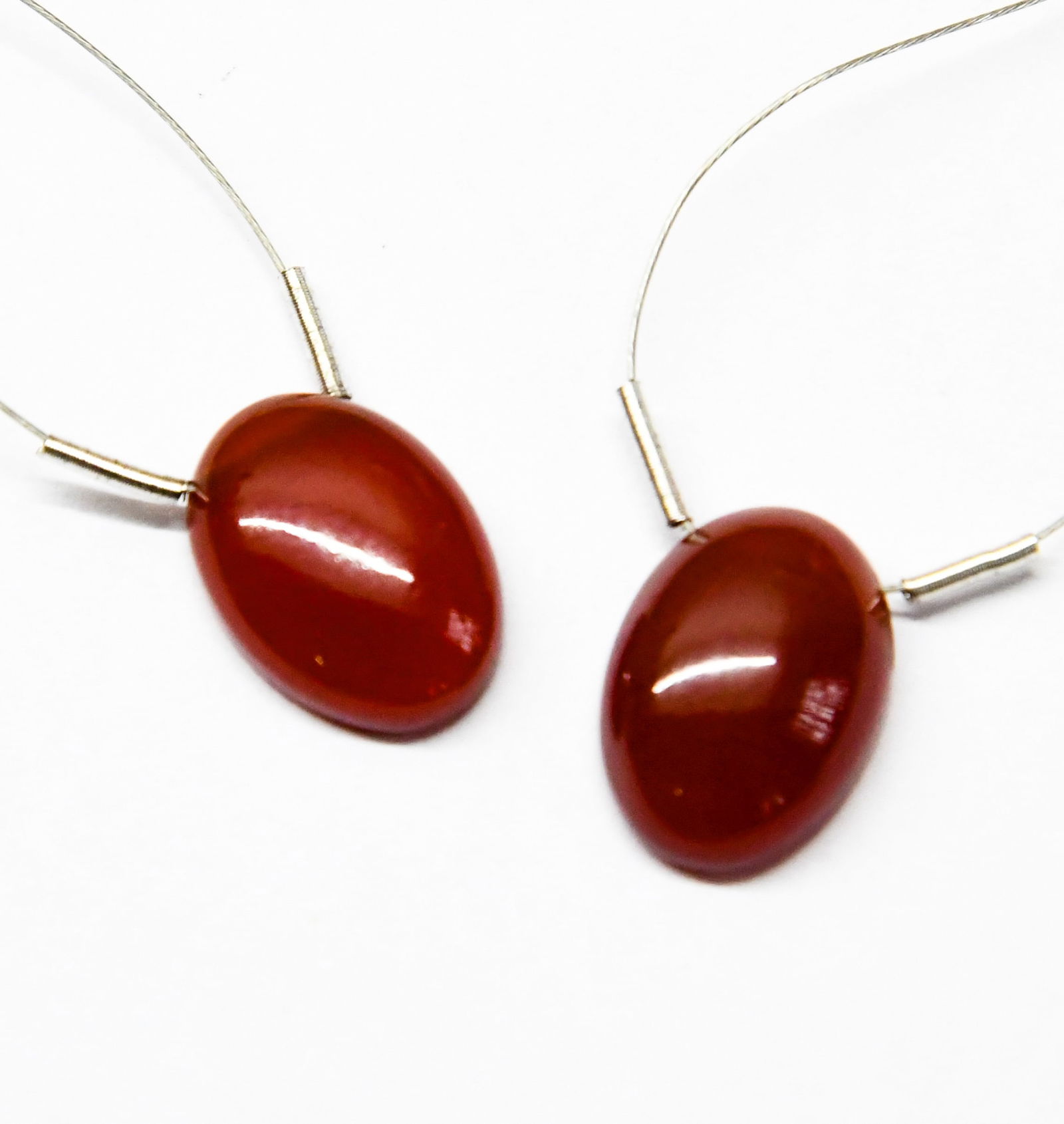 NATURAL RED ONYX FLATBACK OVAL 10X14 MM, 2 PCS (1 of 1)