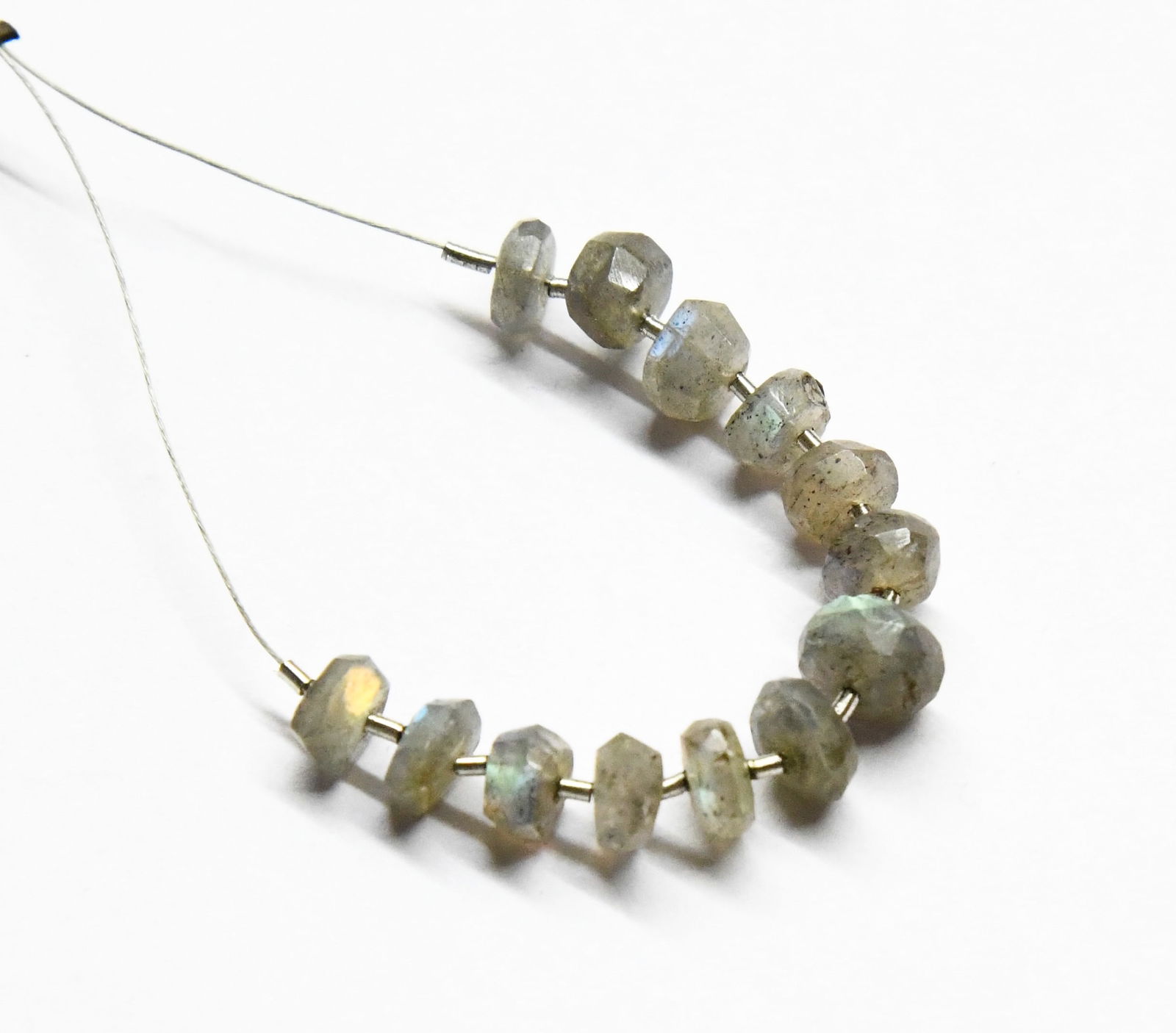 NATURAL LABRADORITE BEADS FACETED RONDELLE 5.5 - 6 MM 13 PCS (1 of 1)