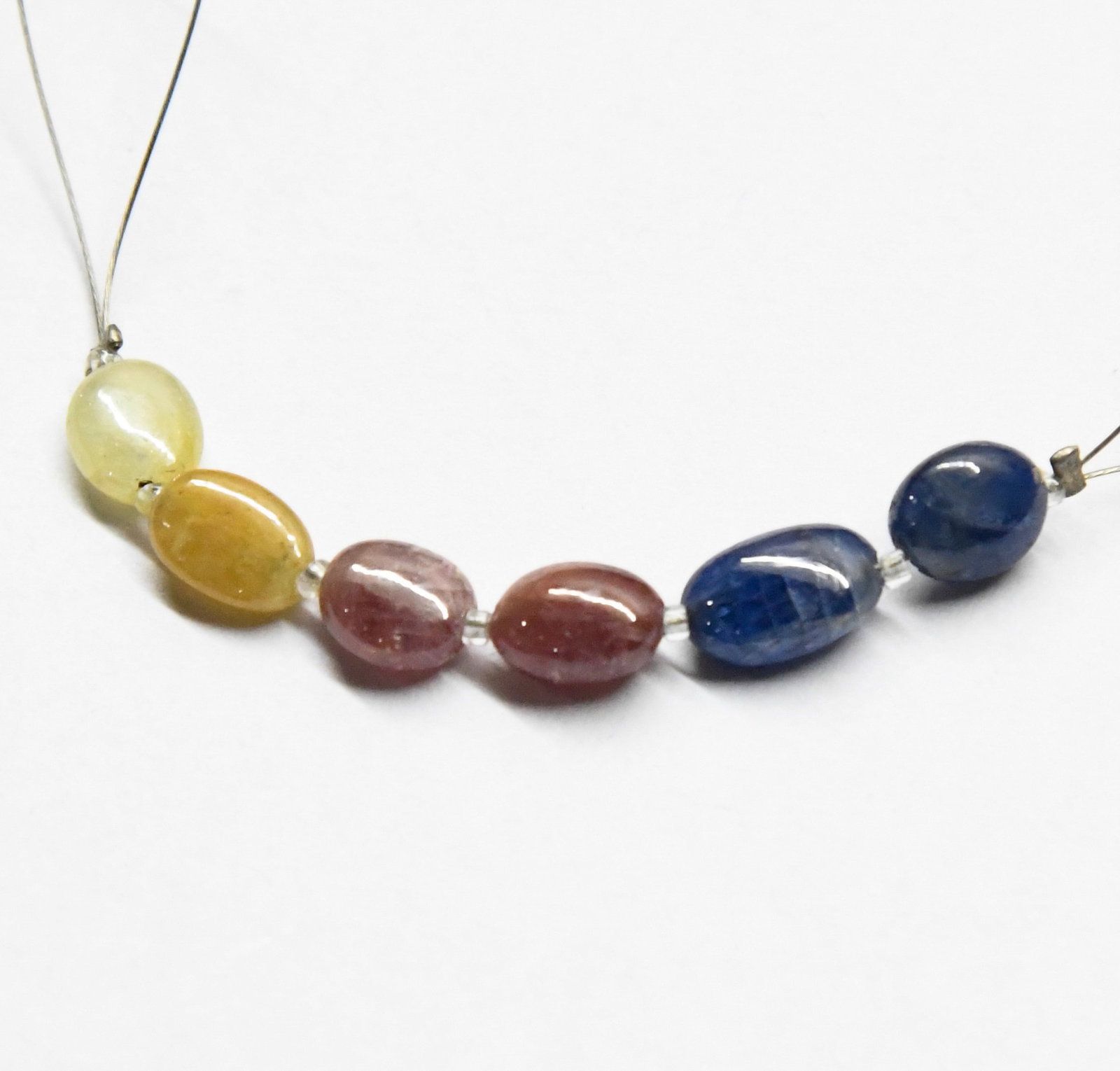 NATURAL MULTI SAPPHIRE BEADS OVAL 6X7 - 6X9 MM 6 PCS (1 of 1)