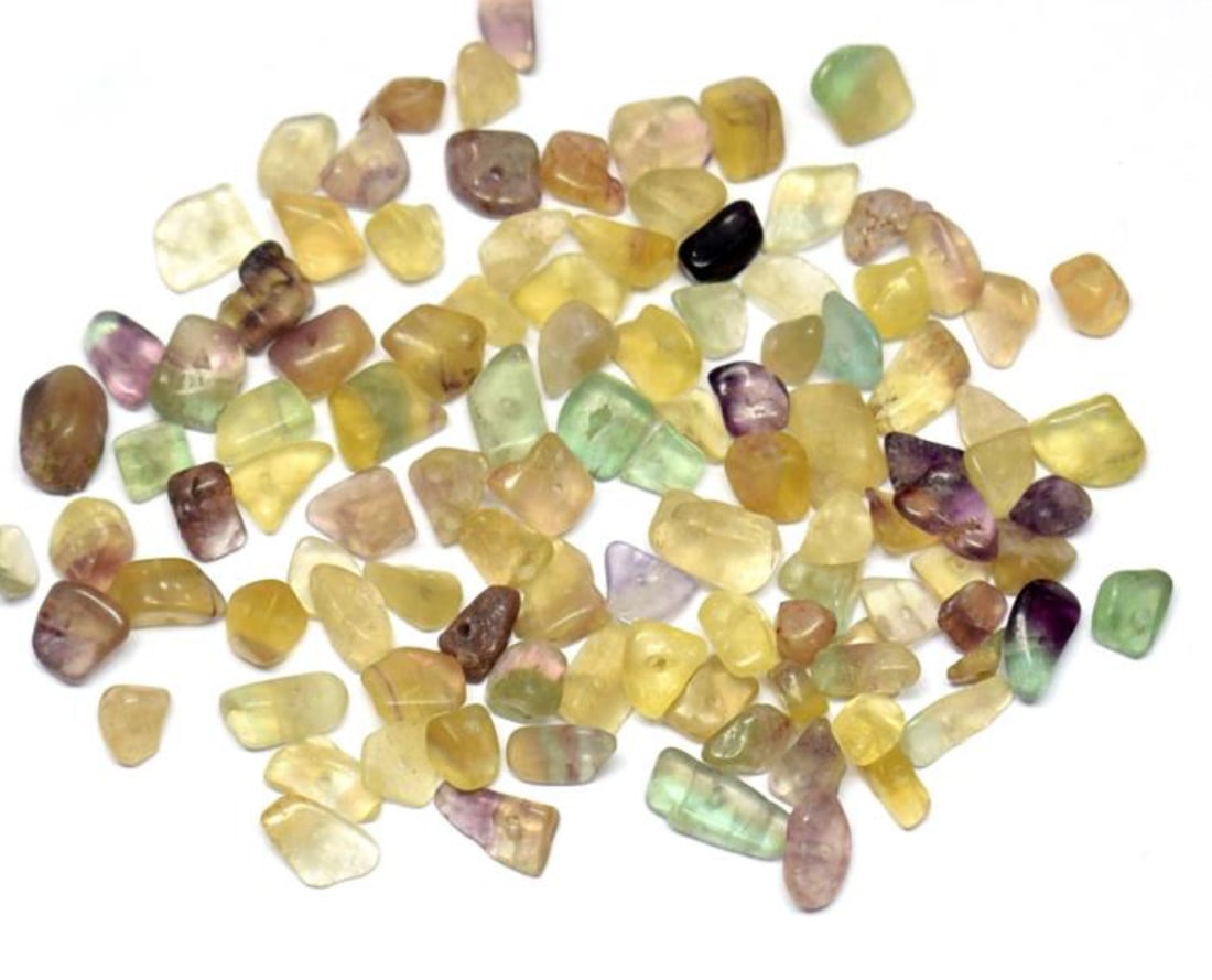 NATURAL MULTI FLUORITE BEADS CHIPS 2.5X3.5 - 6X8 MM - (165 PIECES) (1 of 1)