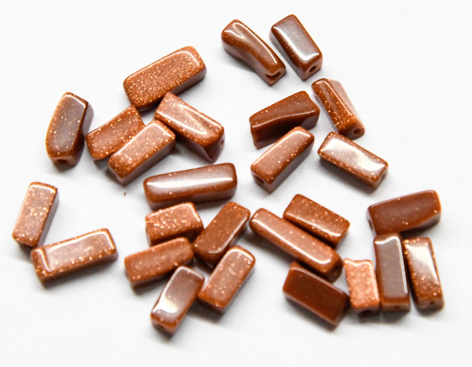 NATURAL BROWN GOLDSTONE BEADS CUBE 3X6 - 3X12 MM, 25 PCS (1 of 1)