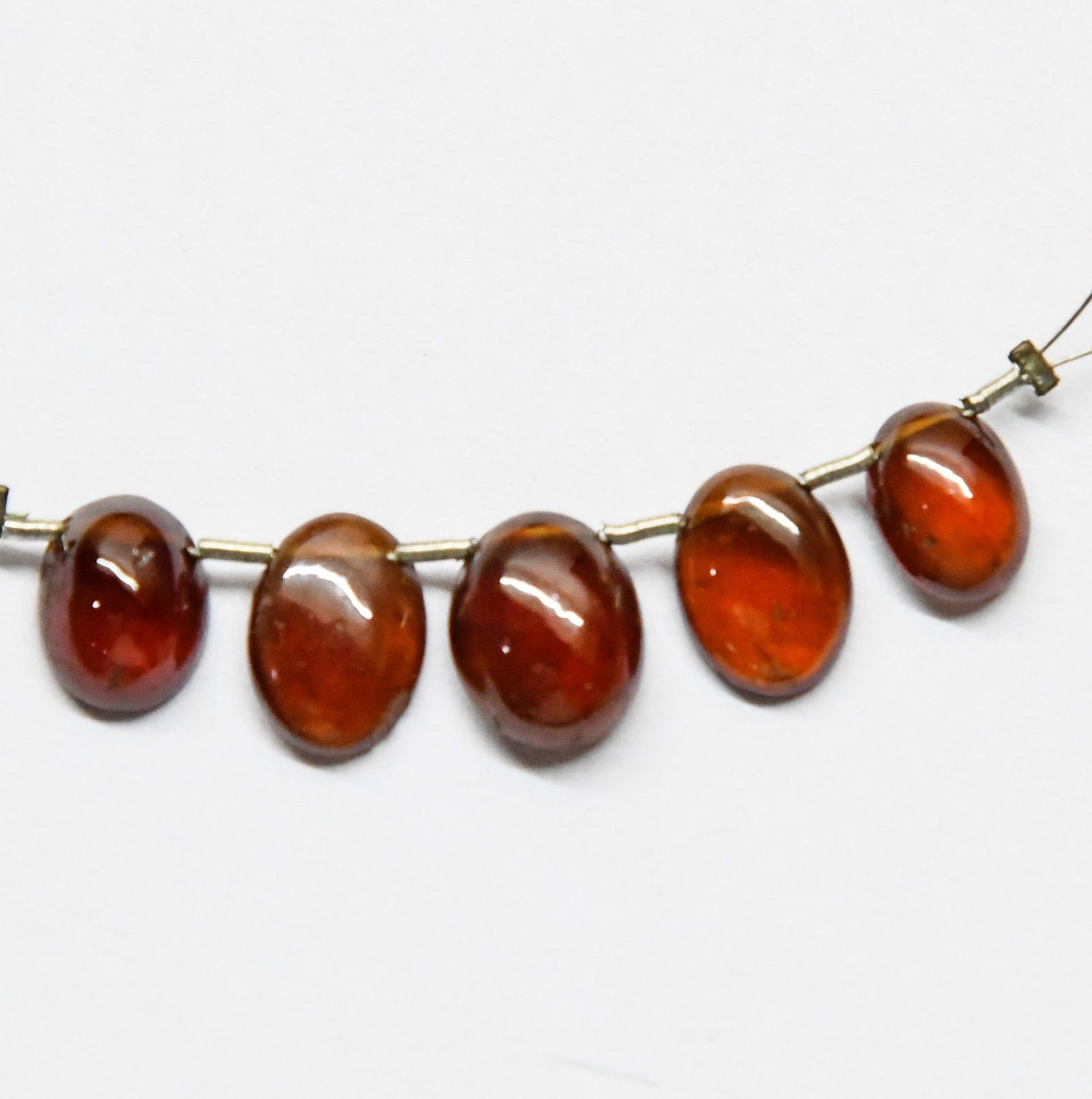 NATURAL HESSONITE GARNET BEADS FLATBACK OVAL 7X9 - 9X11 MM 5 PCS (1 of 1)