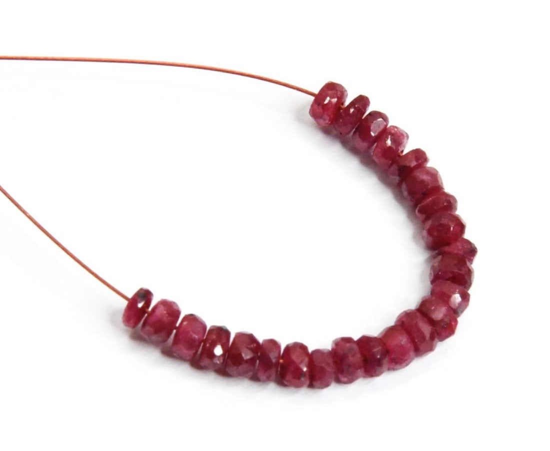 NATURAL RUBY (DYED) BEADS FACETED RONDELLE 3 MM, 24 PCS (1 of 2)