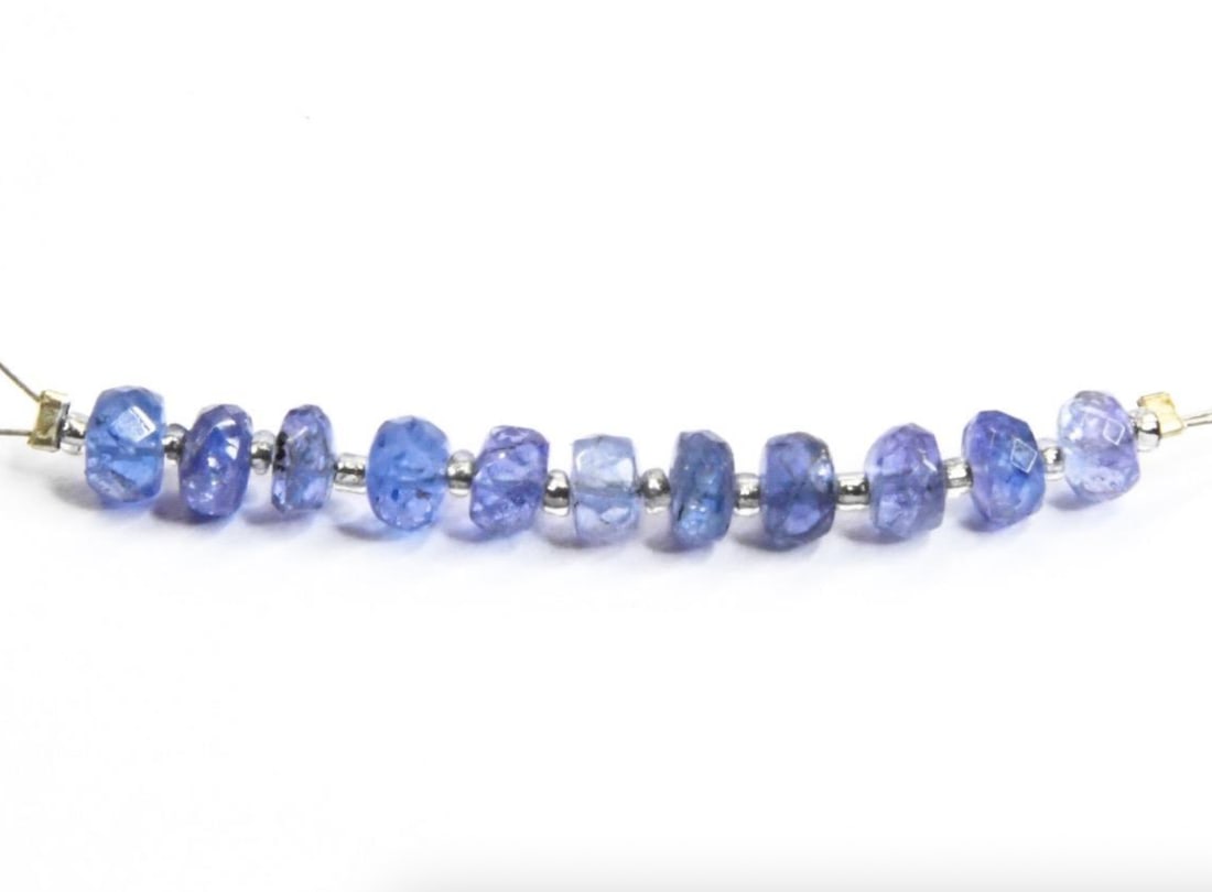 NATURAL TANZANITE BEADS FACETED RONDELLE 4.5 MM 11 PCS (1 of 2)