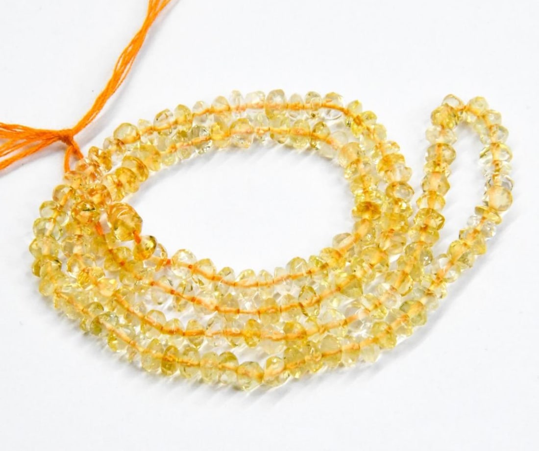 NATURAL CITRINE BEADS FACETED RONDELLE 3.5 - 4 MM 15" STRAND (1 of 2)