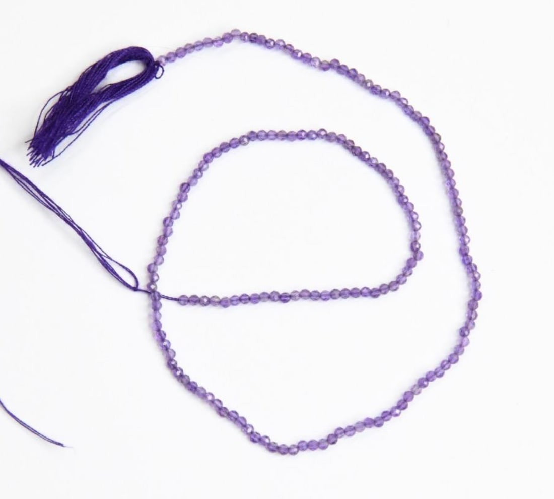 NATURAL AMETHYST BEADS FACETED ROUND 2 MM 11" STRAND (1 of 2)