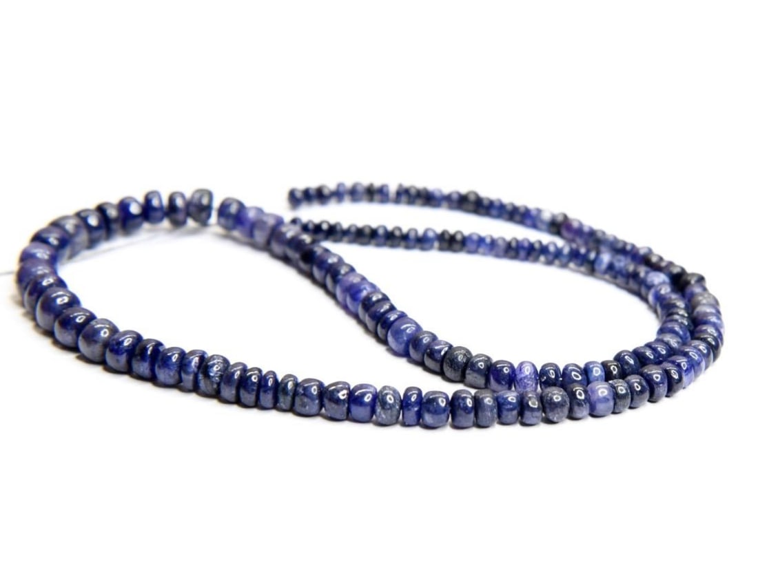 NATURAL BLUE SAPPHIRE (DYED) BEADS RONDELLE 3 - 5.5 MM, 14" STRAND (1 of 2)