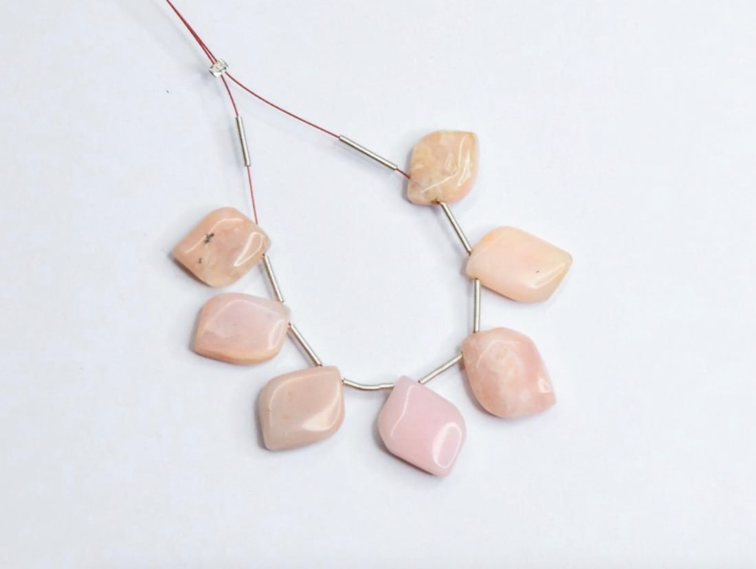 NATURAL PINK OPAL BEADS FANCY 9X13 - 10X15 MM, 7 PCS (1 of 1)