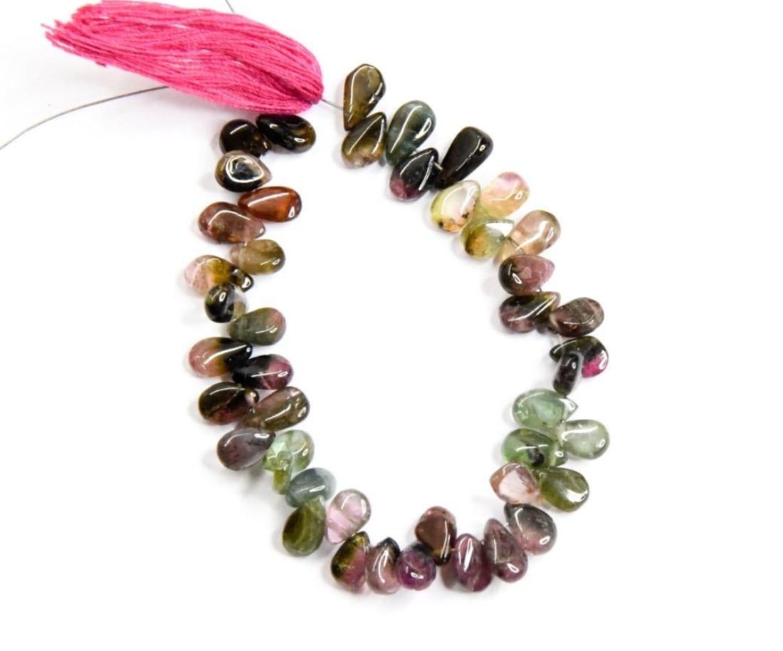 NATURAL MULTI TOURMALINE BEADS PEAR 4X5.5 - 4X7 MM, 4" STRAND (1 of 1)