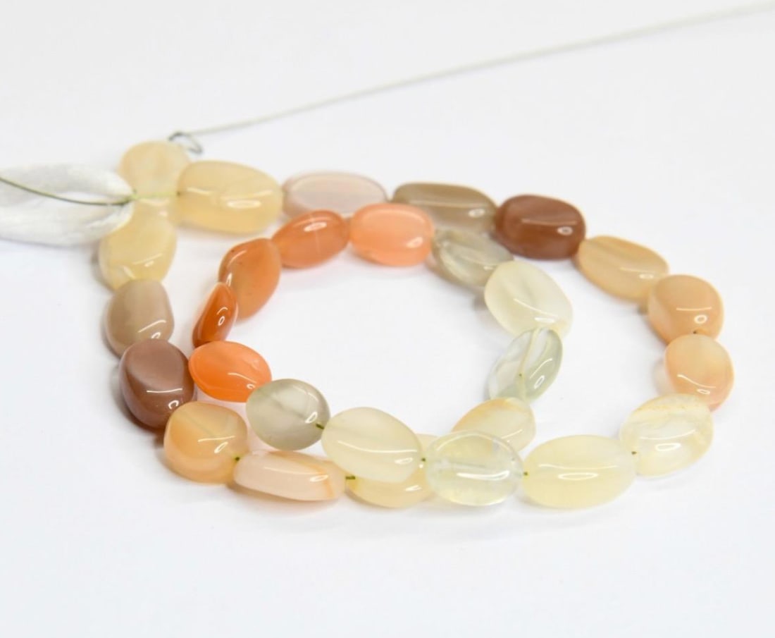 NATURAL MULTI MOONSTONE BEADS OVAL 6X7 - 7.5X10 MM, 10" STRAND (1 of 2)