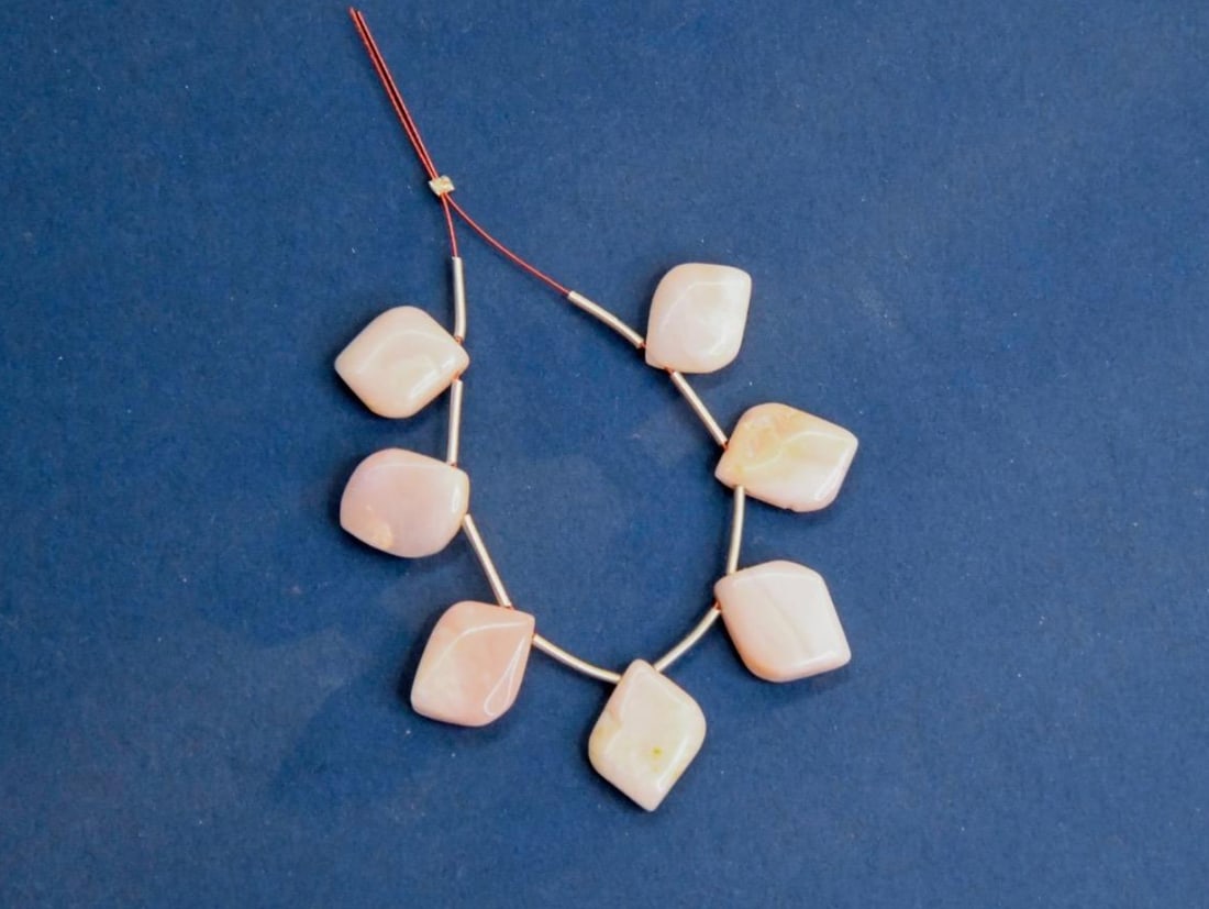 NATURAL PINK OPAL BEADS FANCY 9X13 - 10X14 MM, 7 PCS (1 of 1)