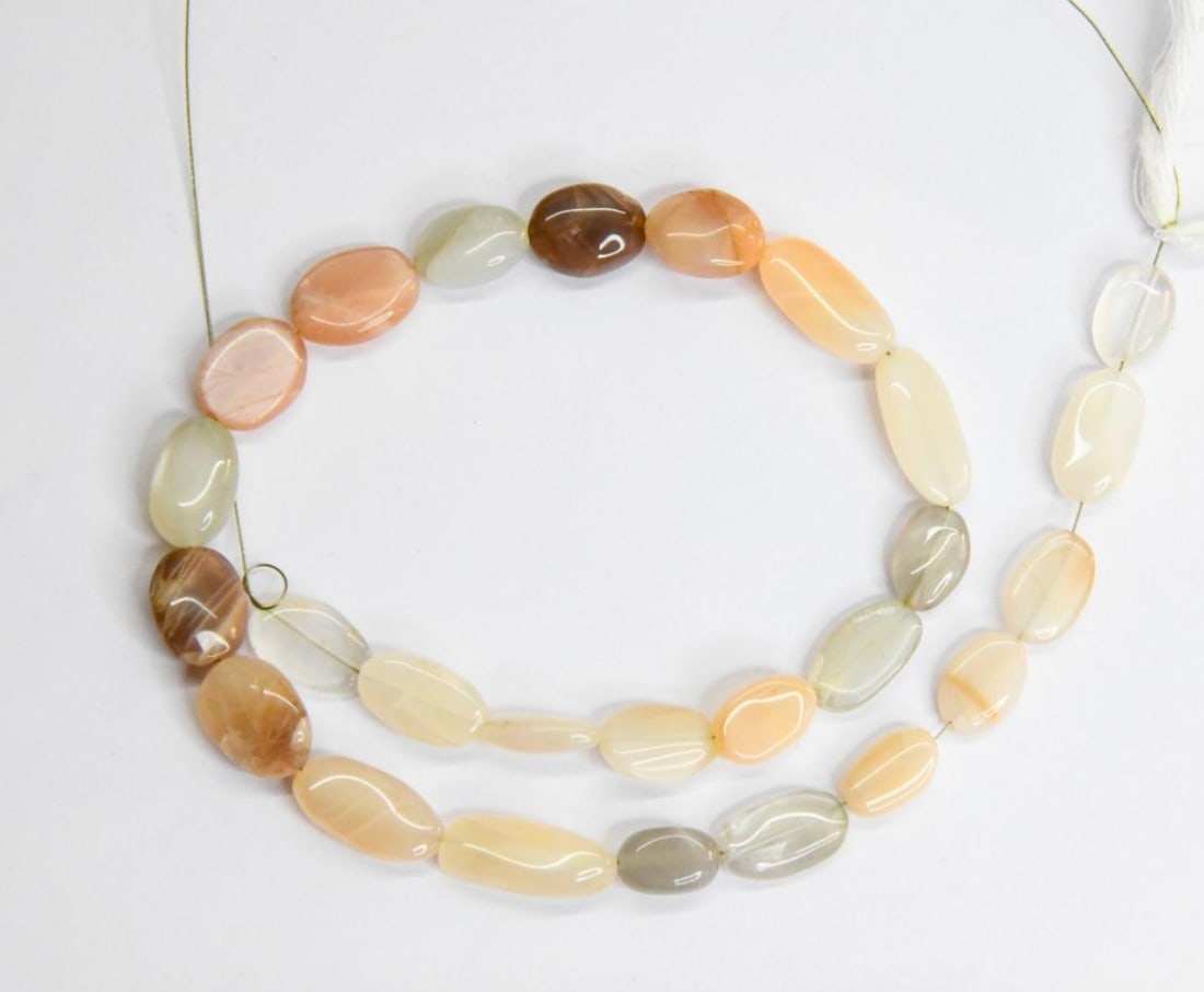 NATURAL MULTI MOONSTONE BEADS OVAL 6.5X10 - 8X16 MM, 12" STRAND (1 of 1)