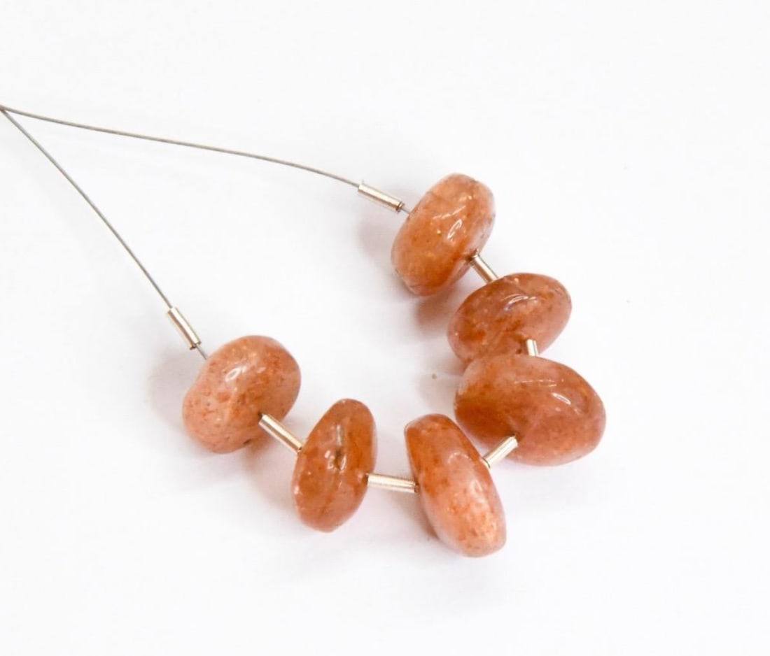 NATURAL SUNSTONE BEADS RONDELLE 9 - 11 MM, 6 PCS (1 of 1)