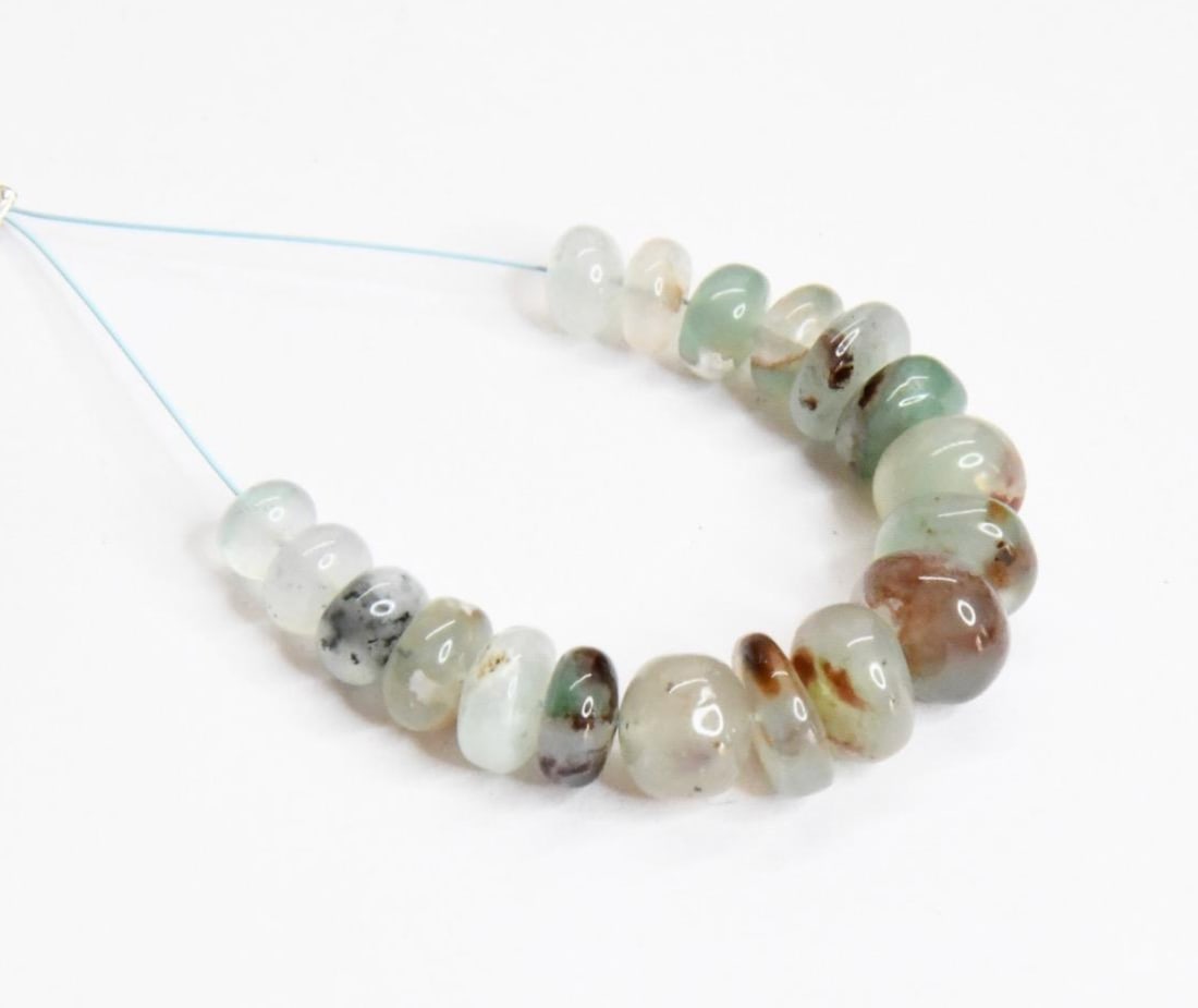 NATURAL MOSS AGATE BEADS RONDELLE 5 - 8.5 MM, 18 PCS (1 of 2)