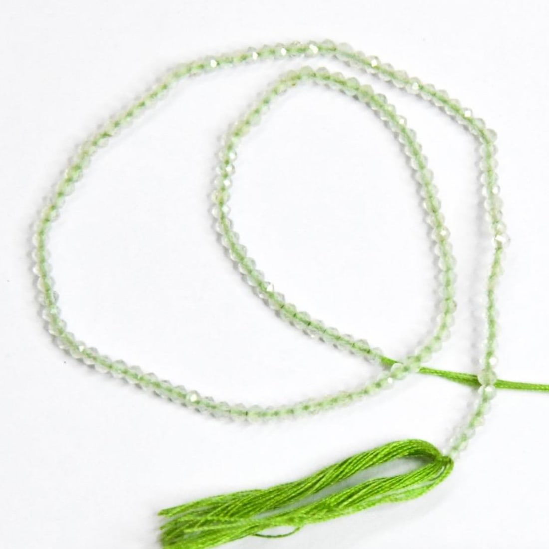 NATURAL PREHNITE BEADS FACETED ROUND 2 MM, 9.5" STRAND (1 of 1)