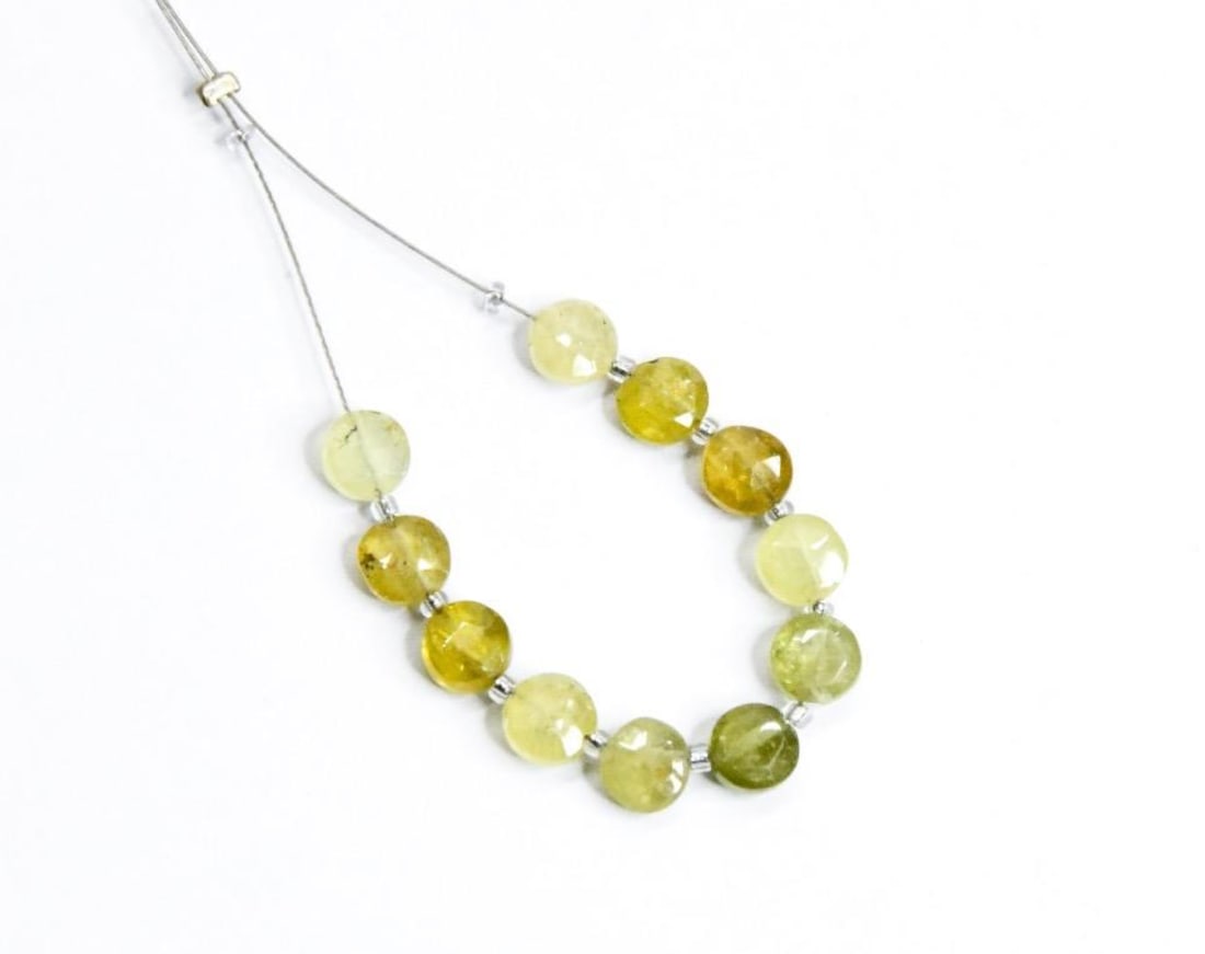 NATURAL GROSSULAR GARNET BEADS FACETED COIN 5 - 5.5 MM, 11 PCS (1 of 1)