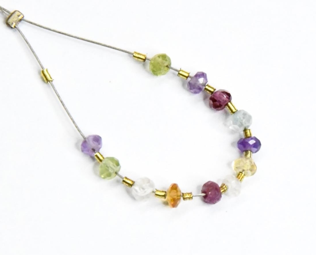 NATURAL MULTI COLOR STONE BEADS FACETED RONDELLE 3 MM, 12 PCS (1 of 1)