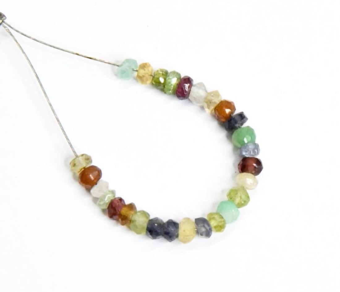 NATURAL MULTI COLOR STONE BEADS FACETED RONDELLE 3 - 3.5MM, 27 PCS (1 of 1)