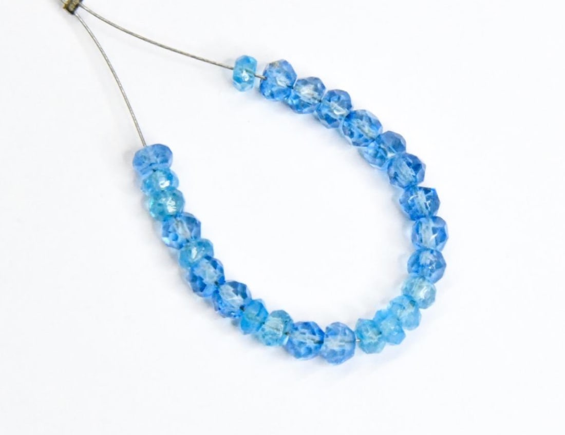 NATURAL BLUE TOPAZ BEADS FACETED RONDELLE 3.5 - 4 MM, 25 PCS (1 of 1)