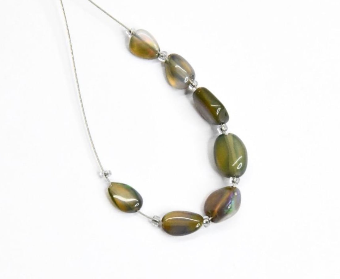 NATURAL ETHIOPIAN OPAL BEADS TUMBLE 4.5X5.5 - 5.5X7.5 MM, 7 PCS (1 of 1)