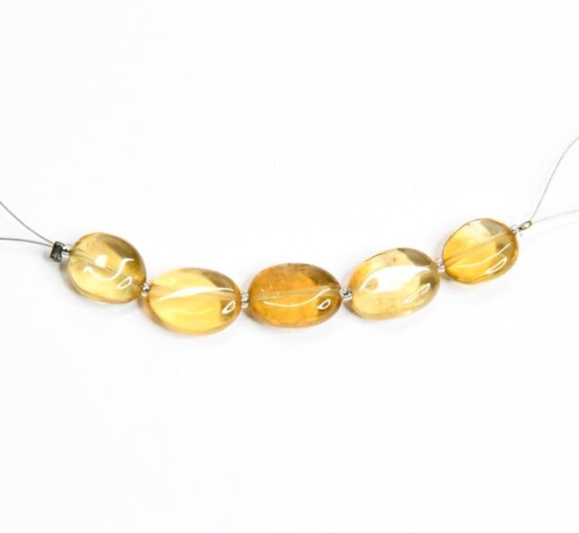 NATURAL CITRINE BEADS OVAL 8X9.5 - 8X13 MM, 5 PCS (1 of 1)