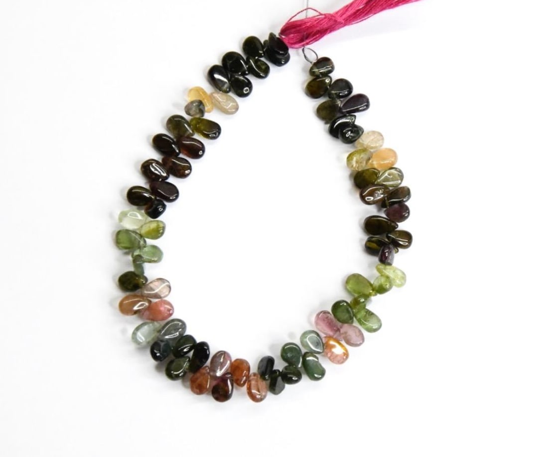 NATURAL MULTI TOURMALINE BEADS PEAR 4X5.5 - 4X7 MM, 6.5" STRAND (1 of 1)