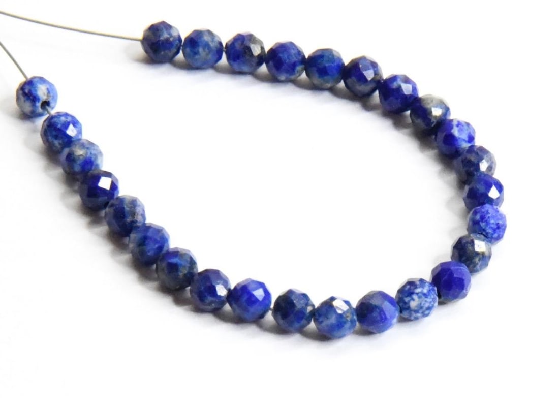 NATURAL LAPIS BEADS FACETED ROUND 3.5 MM, 27 PCS (1 of 2)