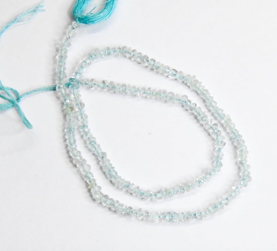 NATURAL AQUAMARINE BEADS FACETED RONDELLE 2.5 - 3 MM, 11" STRAND (1 of 1)