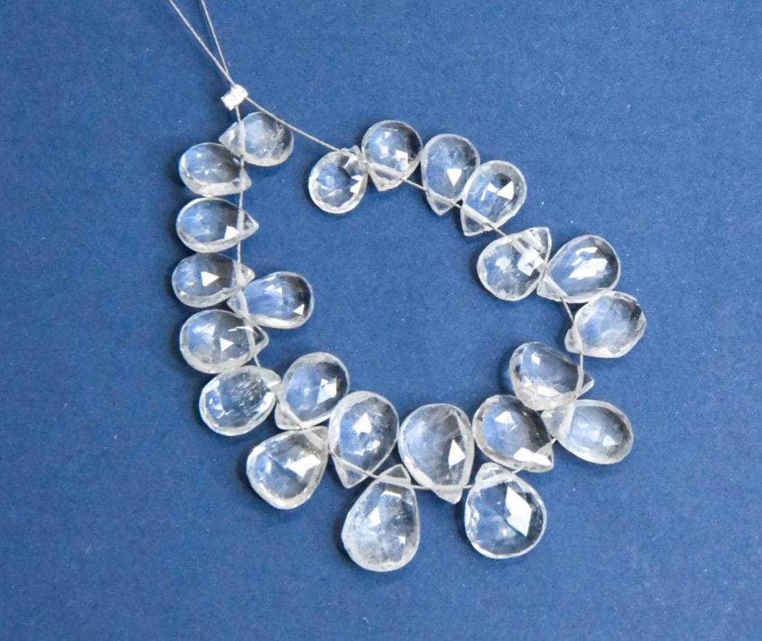 NATURAL AQUAMARINE BEADS FACETED PEAR 6X8 - 8X11 MM, 23 PCS (1 of 1)