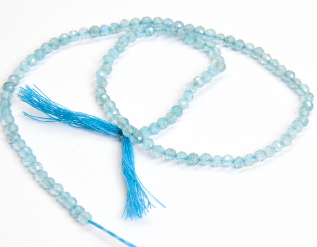 NATURAL APATITE BEADS FACETED ROUND 3 MM, 12" STRAND (1 of 2)