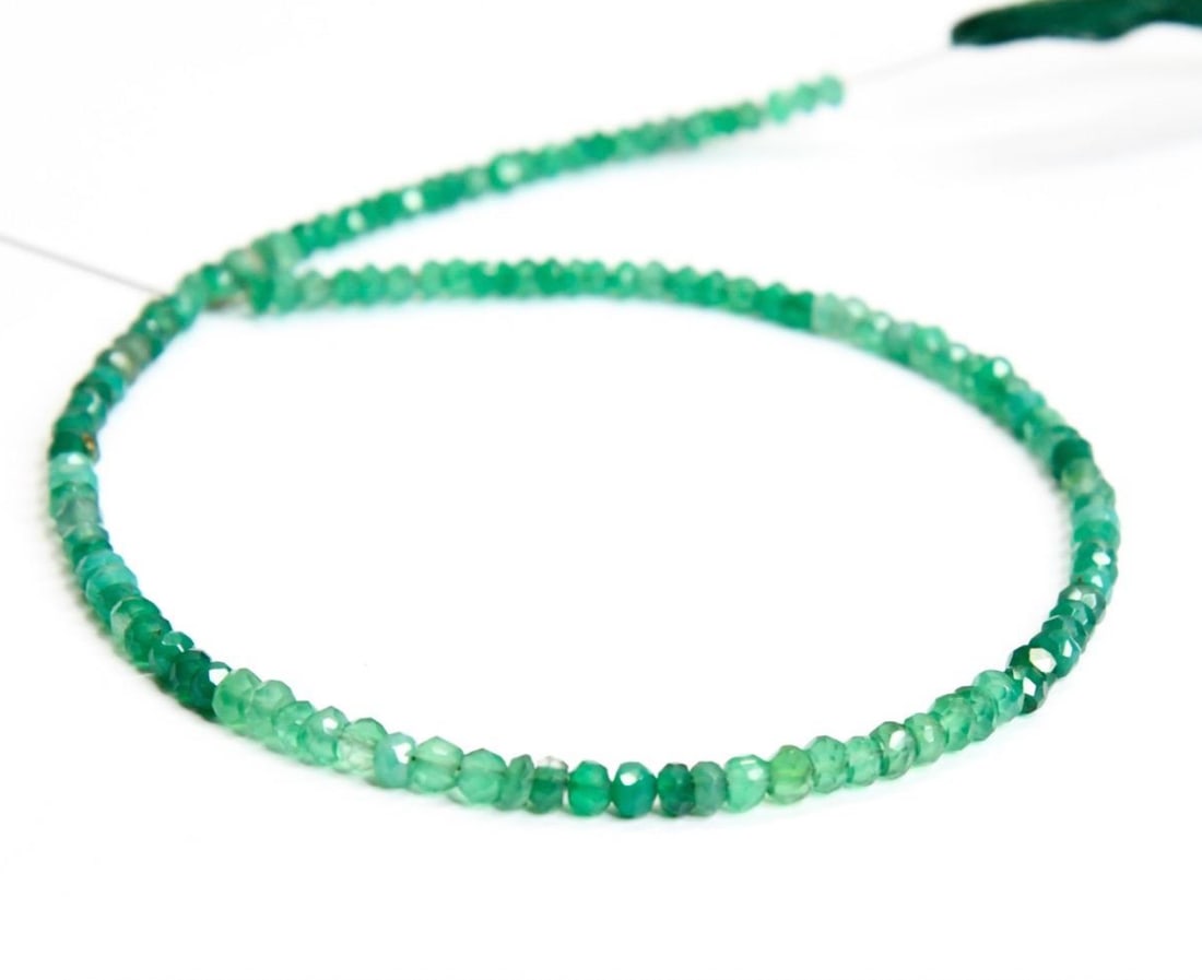 NATURAL GREEN ONYX BEADS FACETED RONDELLE 2.5 - 3.5 MM, 10" STRAND (1 of 2)