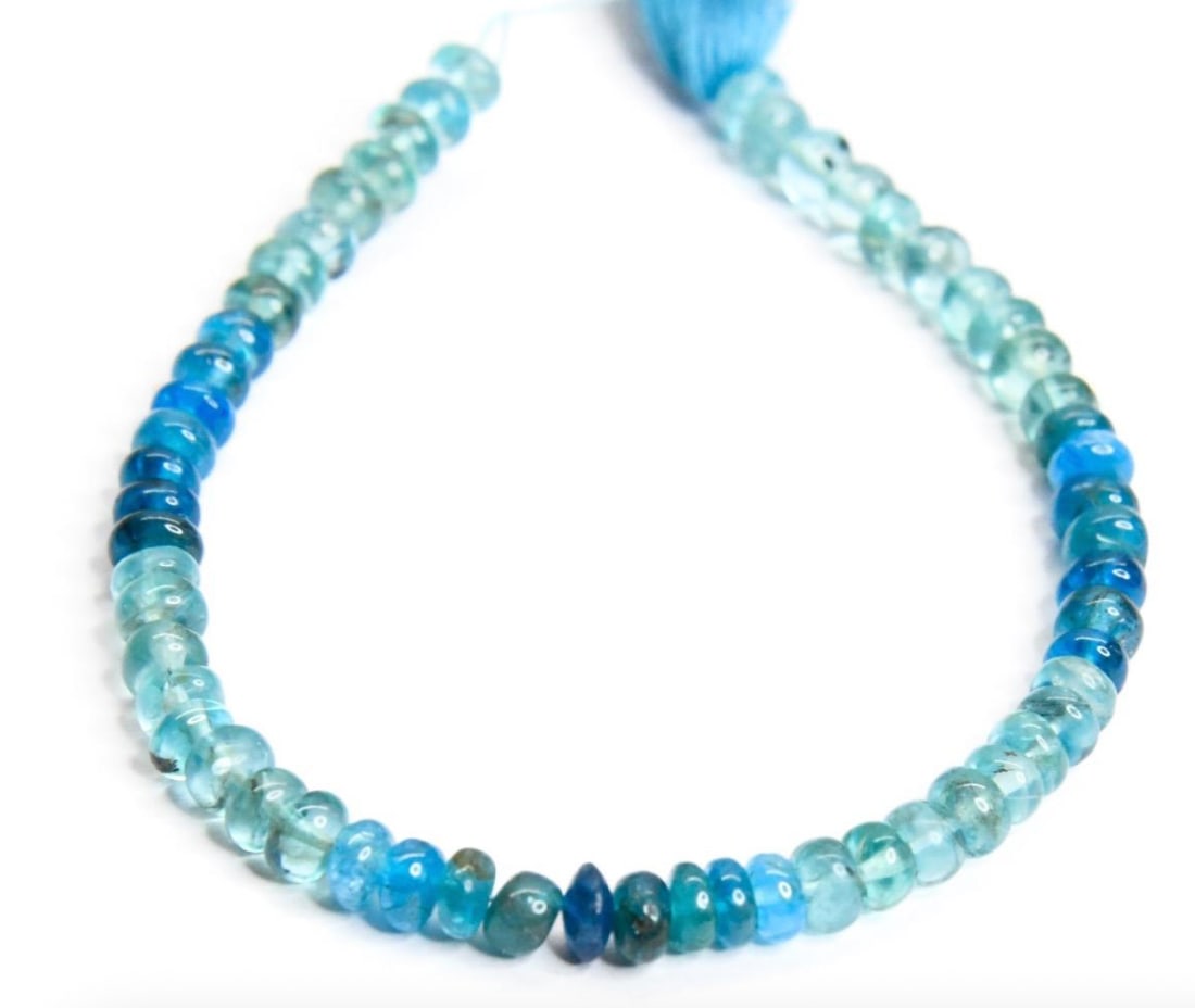 NATURAL APATITE BEADS (SHADED) RONDELLE 4.5 MM, 6" STRAND (2 LINES) (1 of 3)