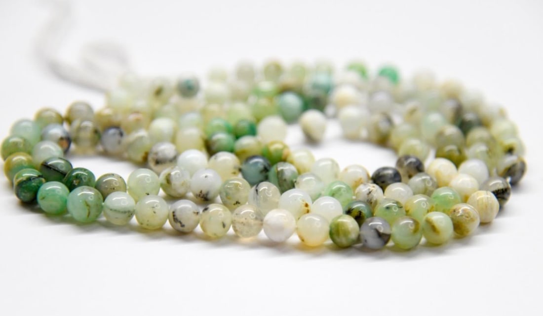 NATURAL PERUVIAN OPAL BEADS ROUND 6 - 7 MM, 15" STRAND (2 LINES) (1 of 3)