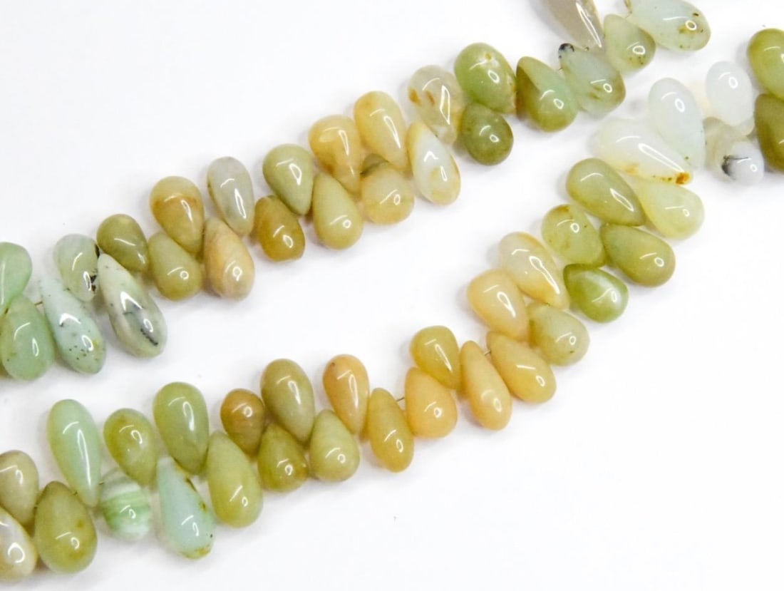 NATURAL PERUVIAN OPAL BEADS BRIOLETTE 5X9 - 6.5X14 MM, 6.5" STRAND (2 LINES) (1 of 2)