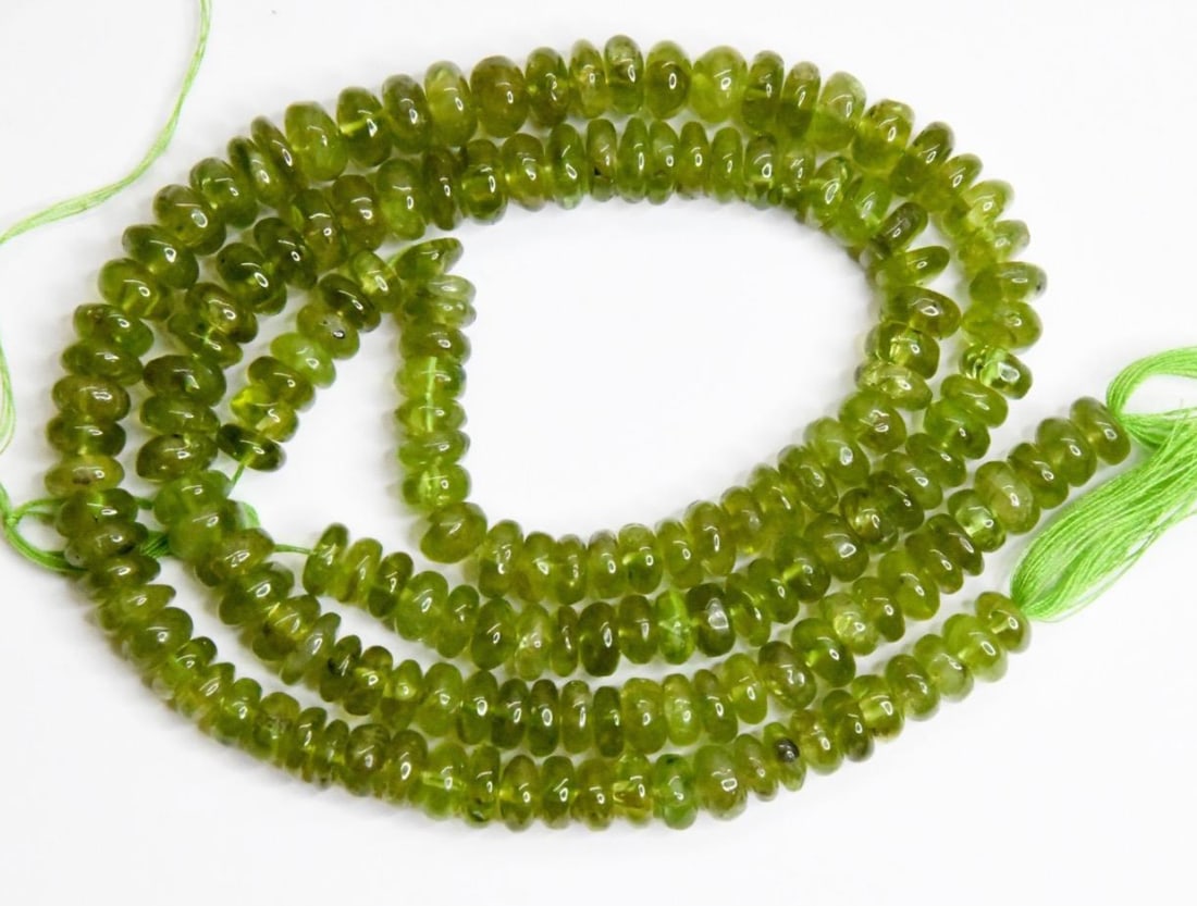 NATURAL PERIDOT BEADS RONDELLE 7 - 8.5 MM, 12.5" STRAND (1 of 2)