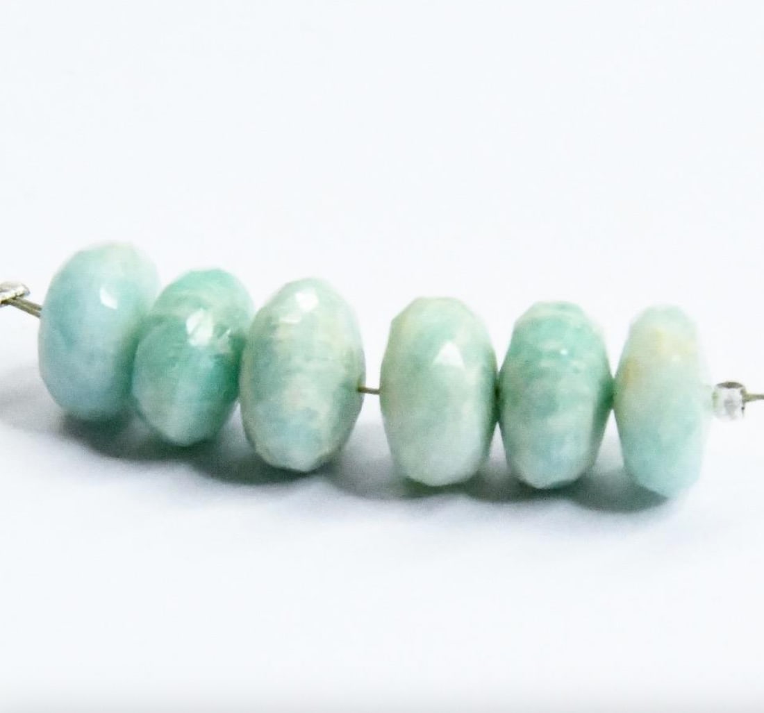 NATURAL AMAZONITE BEADS FACETED RONDELLE 8.5 - 9 MM, 6 PCS (1 of 2)