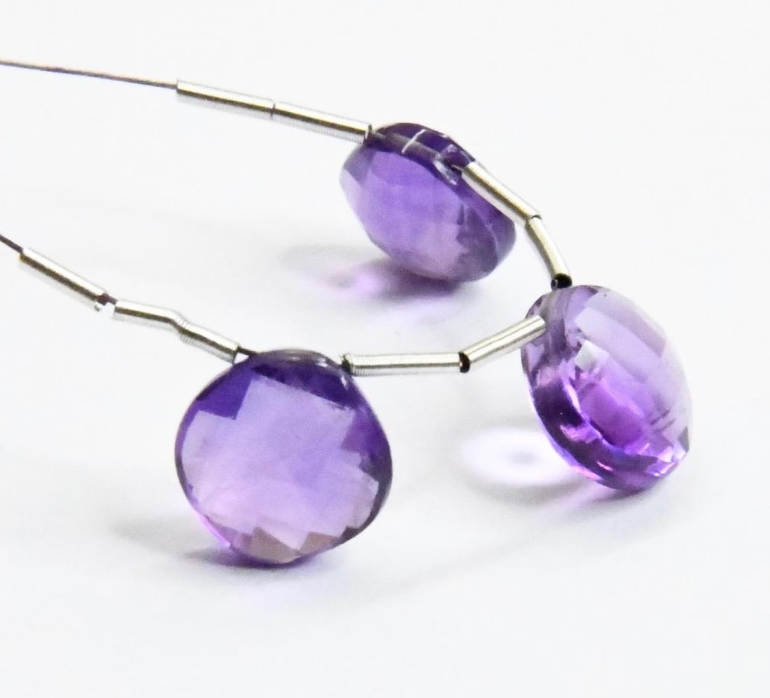 NATURAL AMETHYST BEADS FACETED CUSHION 9 - 10 MM, 3 PCS (1 of 2)
