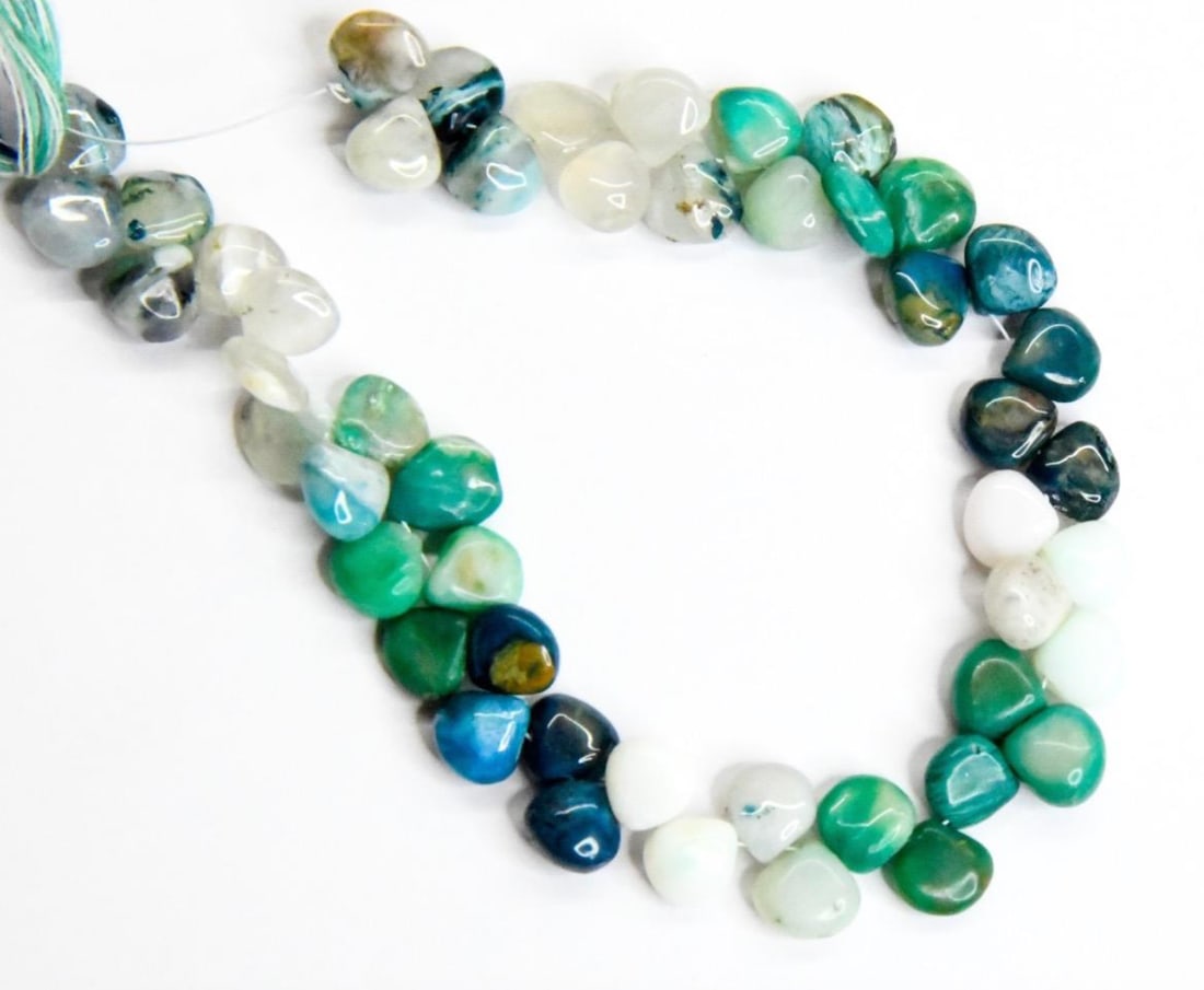 NATURAL PERUVIAN OPAL BEADS HEART 7.5X8 - 8X9 MM, 8" STRAND (1 of 2)