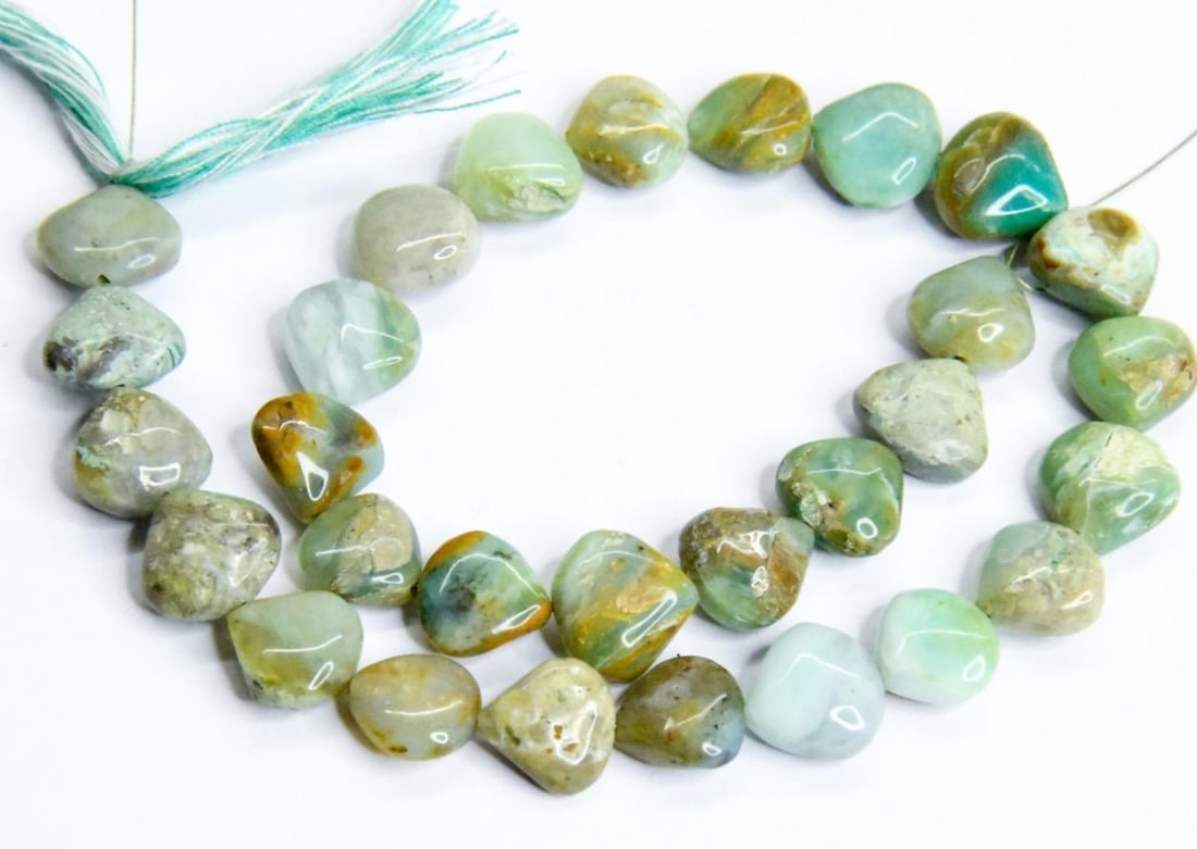 NATURAL PERUVIAN OPAL BEADS HEART 10 - 11 MM, 12" STRAND (1 of 2)